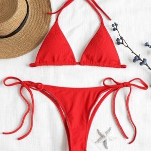 Red String Bikini Set